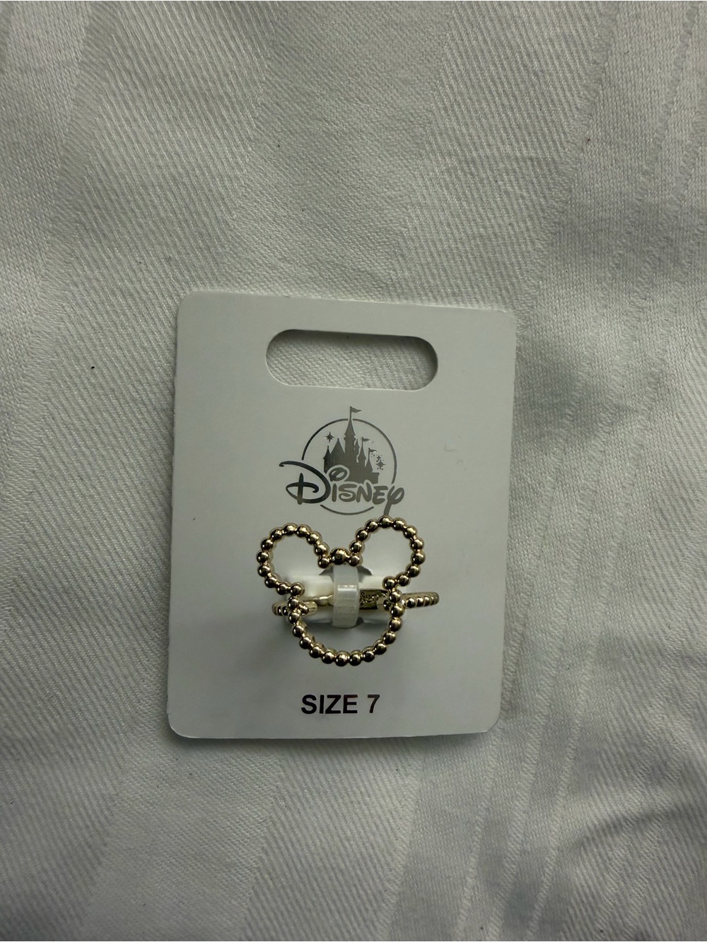 Disney Gold Beaded Mickey Mouse Outline Ring size 7